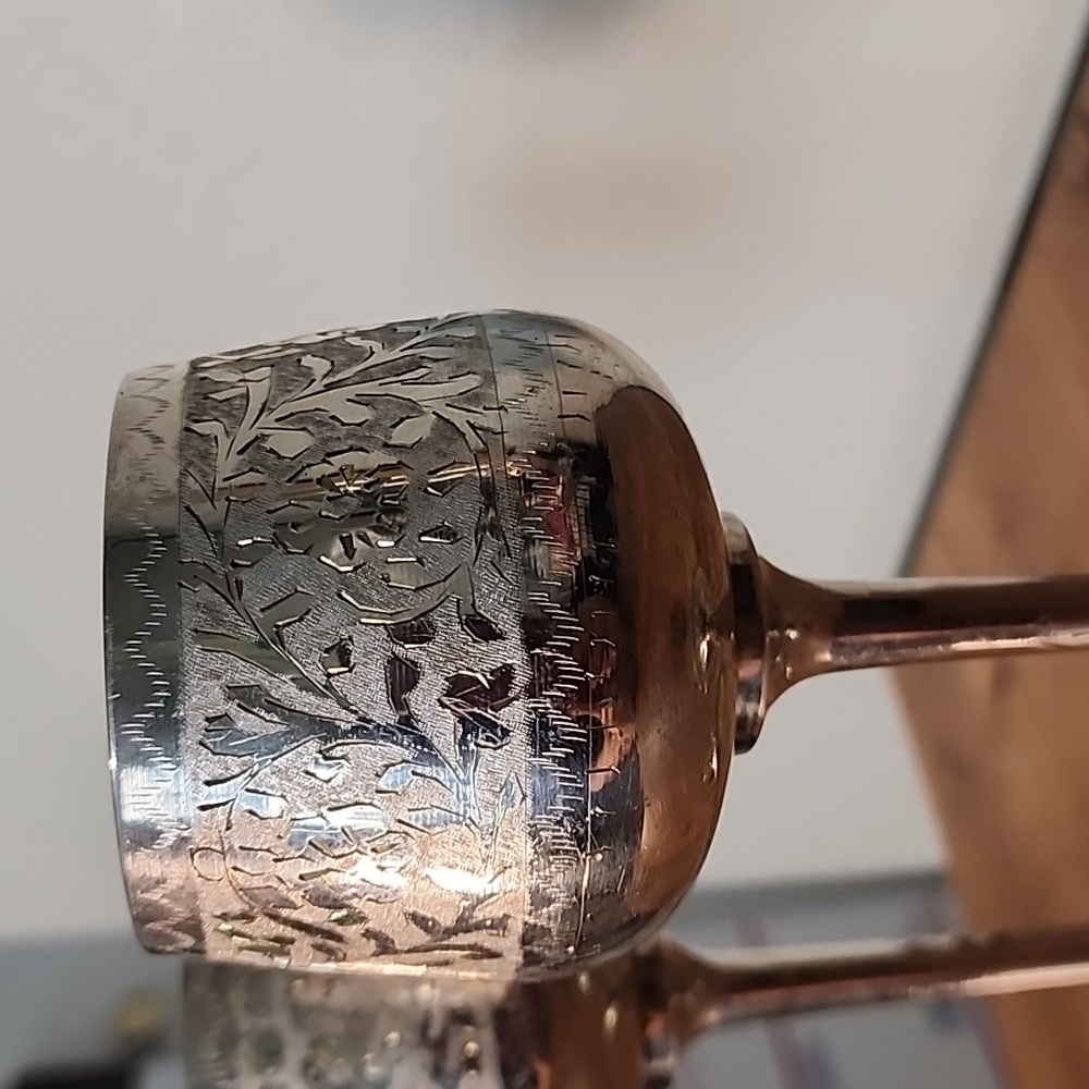 World Gift ZY Long Stem Goblet Silverplate India set of 2 - Picture 5 of 9